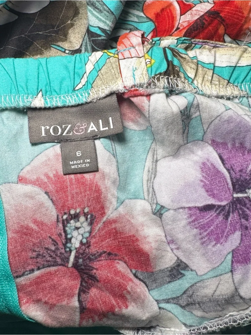 Roz & Ali Teal Strapless Floral Sundress size 6 women’s